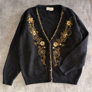Vintage Alfred Dunner Embroidered Sequin Cardigan Sweater